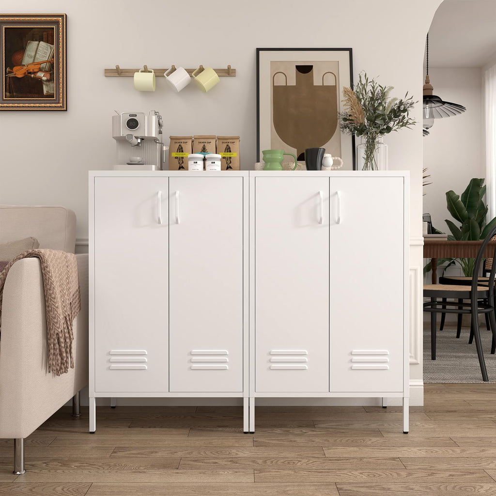 White 2 Door Metal Storage Cabinet with Shelves W181988