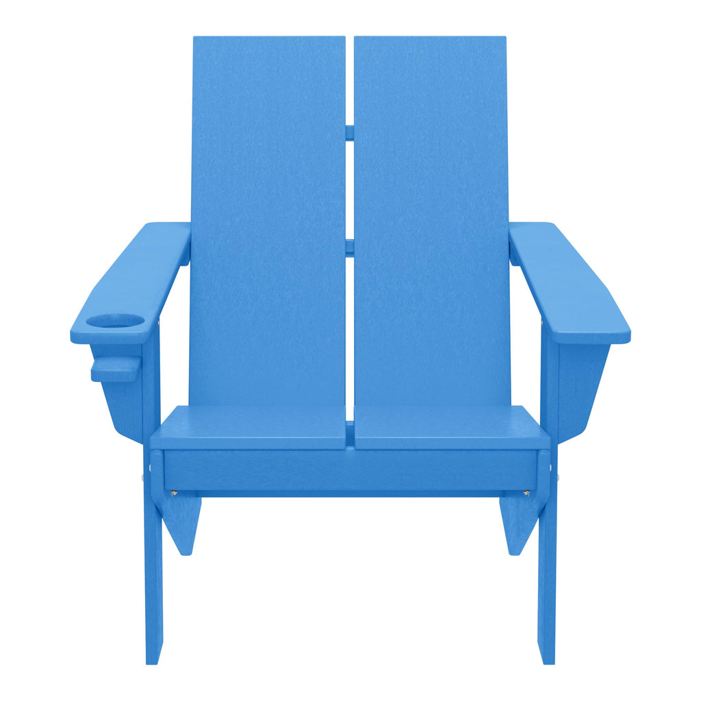 Pacific Blue HDPE Adirondack Chair with Cup Holder D2045