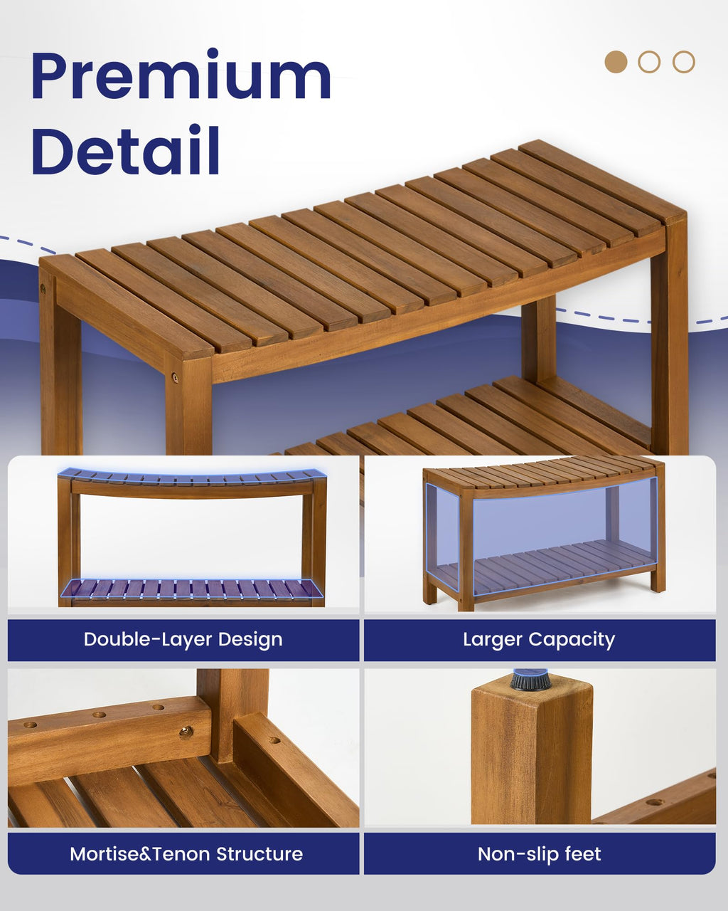 32" Solid Wood Teak Shower Bench K322257