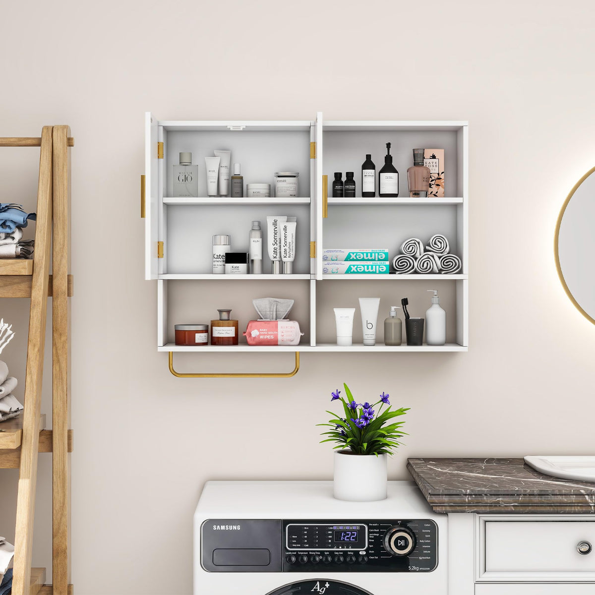 Wood Wall Mounted Bathroom Cabinet Y580947