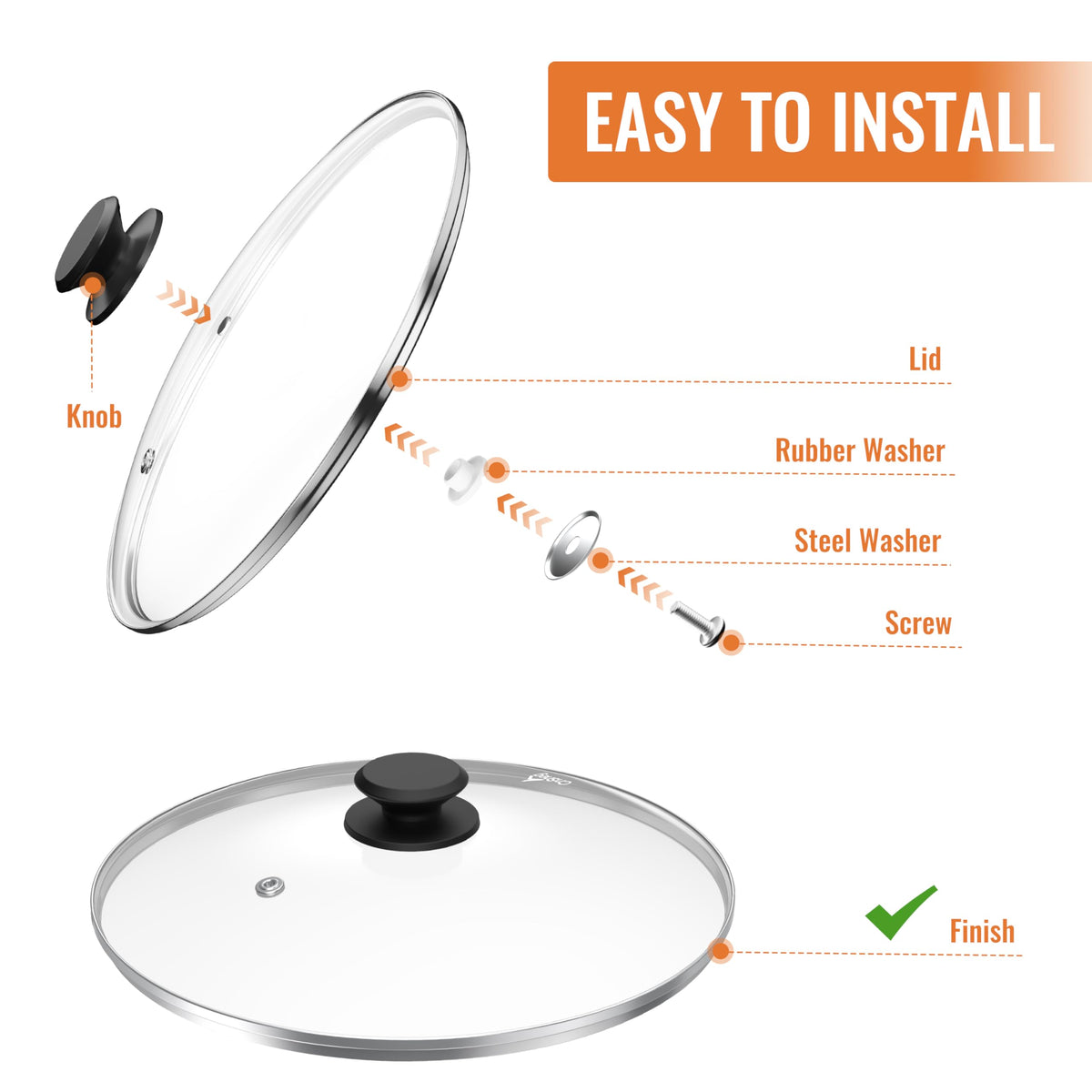Tempered Glass Pot and Pan Lid 10.5 Inch T2205
