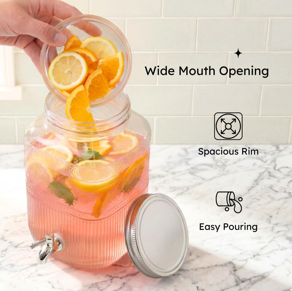2 Gallon Glass Drink Dispenser V484