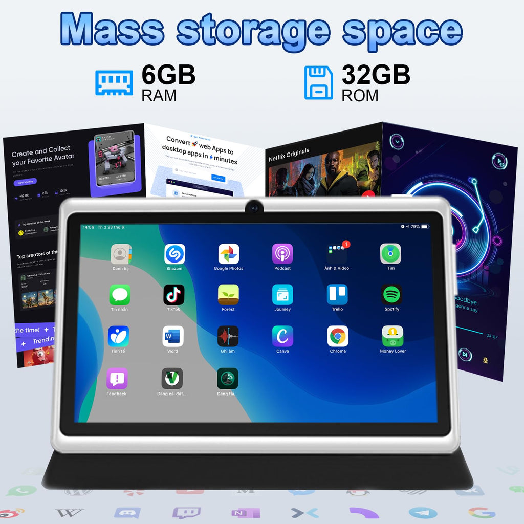 7 Inch Android Tablet with Case, 6GB RAM 32GB ROM, Black R644026
