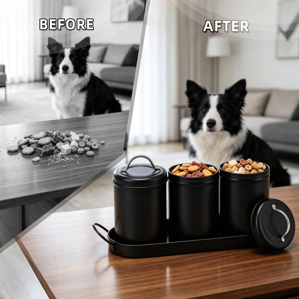 Airtight Dog Treat Container Set with Lid and Tray N997471