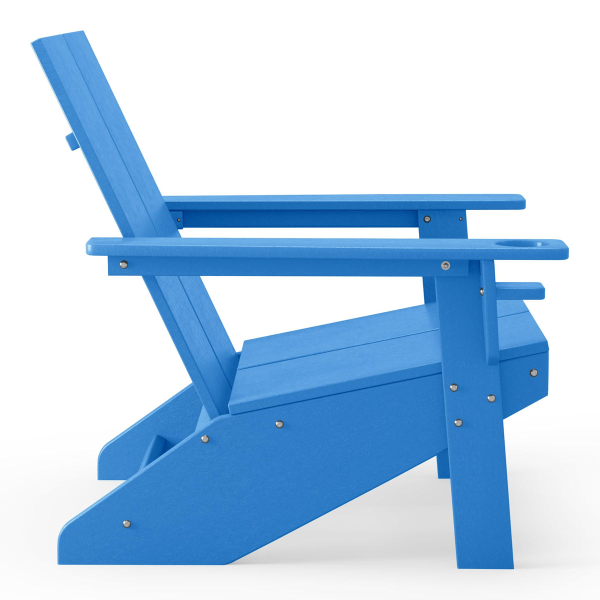 Pacific Blue HDPE Adirondack Chair with Cup Holder D2045