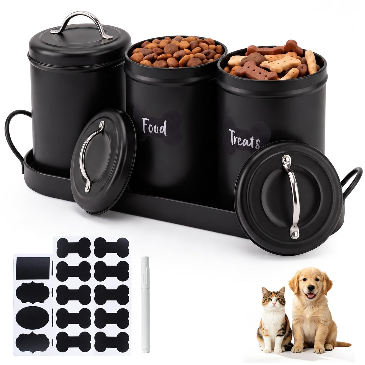 Airtight Dog Treat Container Set with Lid and Tray N997471