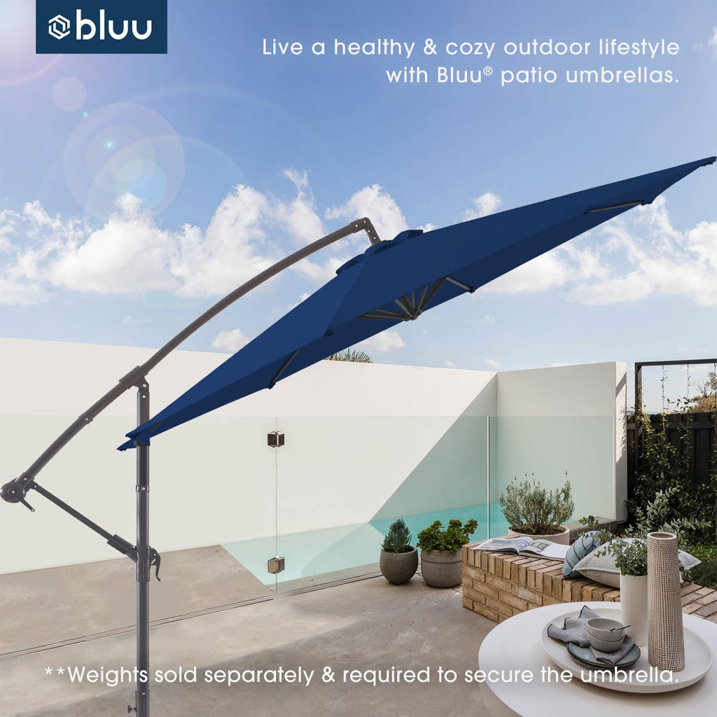 10 FT Navy Blue Patio Offset Umbrella Q8377