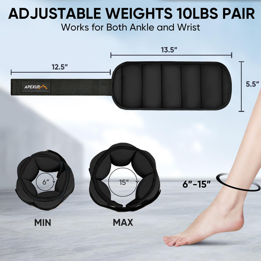 10lbs/pair Adjustable Ankle Weights with Lifting Straps I87162