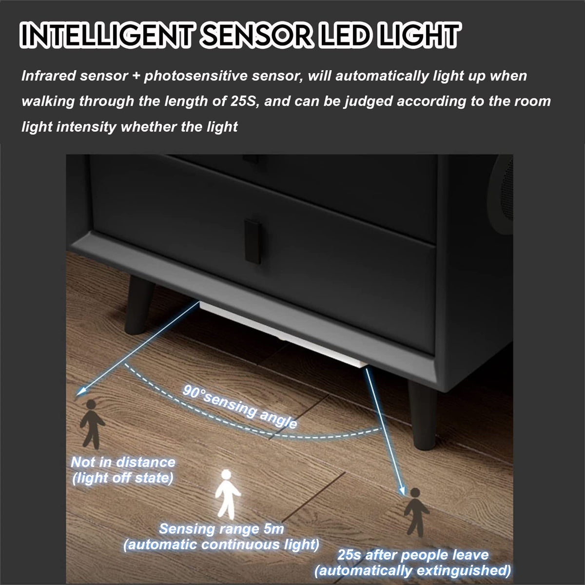 Gray Nightstands with Wireless Charging Station and USB Charging C345