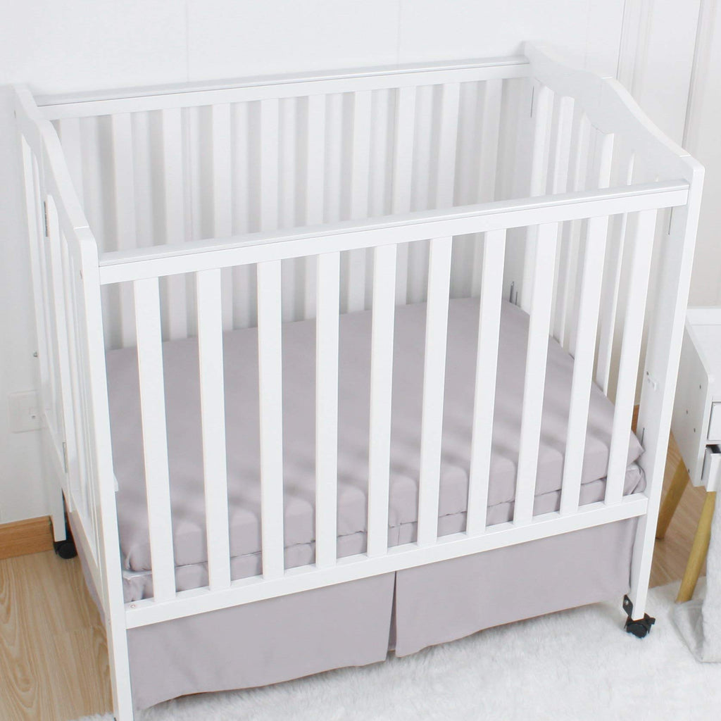 Microfiber 3 Pack Mini Portable Crib Sheets, Fits 24" x 38", Green Light Grey White I905192