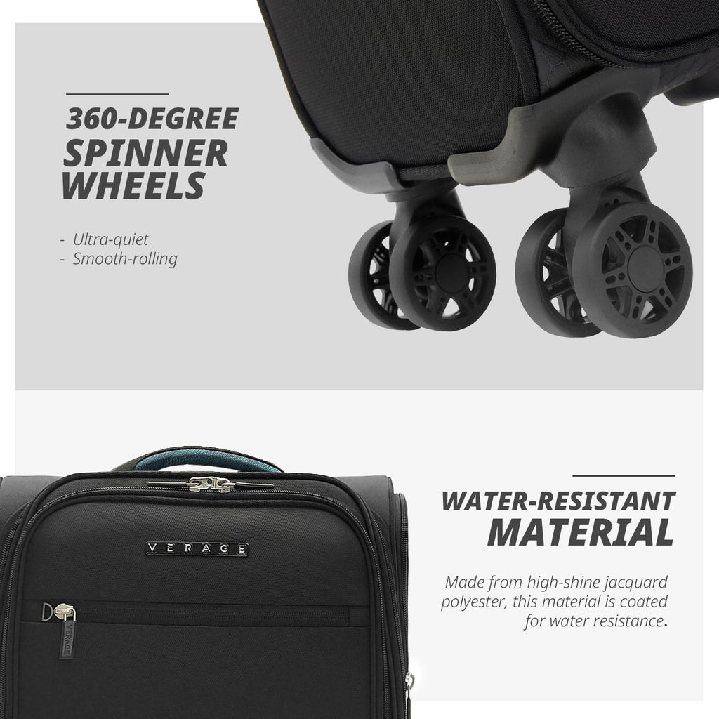 14 inch Black Softside Underseat Carry On Luggage with Wheels Y8460