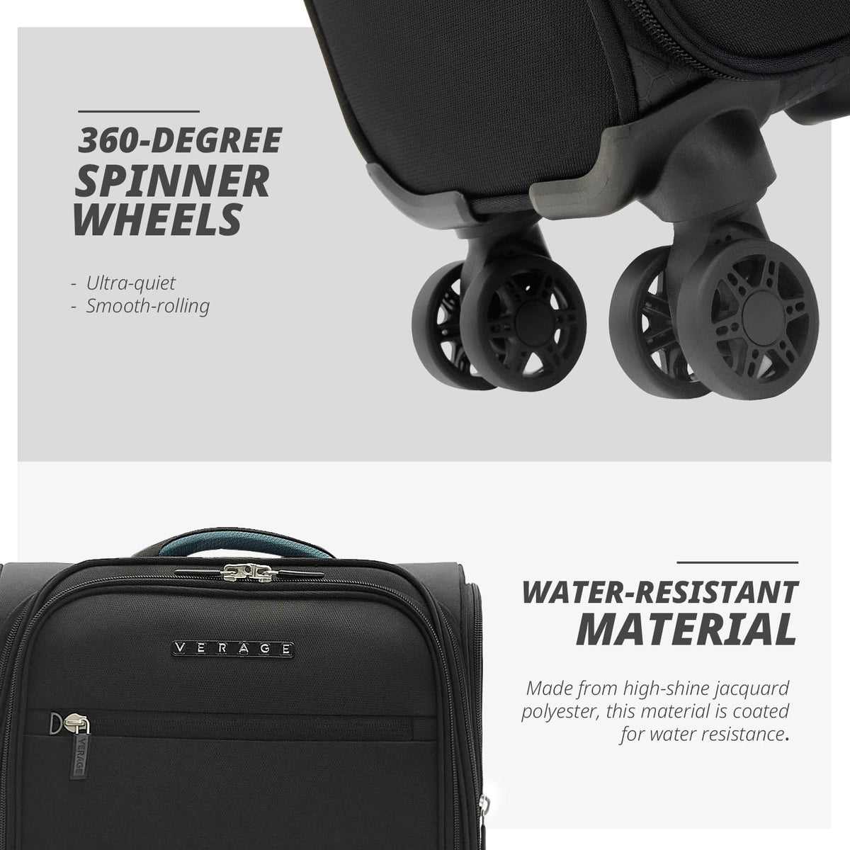 14 inch Black Softside Underseat Carry On Luggage with Wheels Y8460