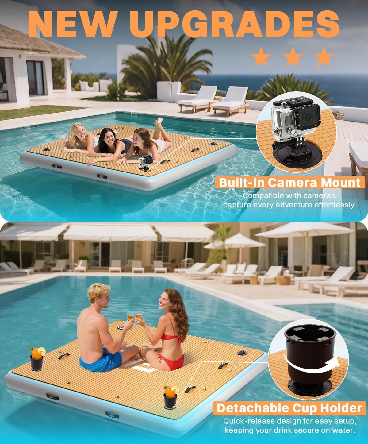 7×7' Inflatable Floating Dock with Ladder I93995