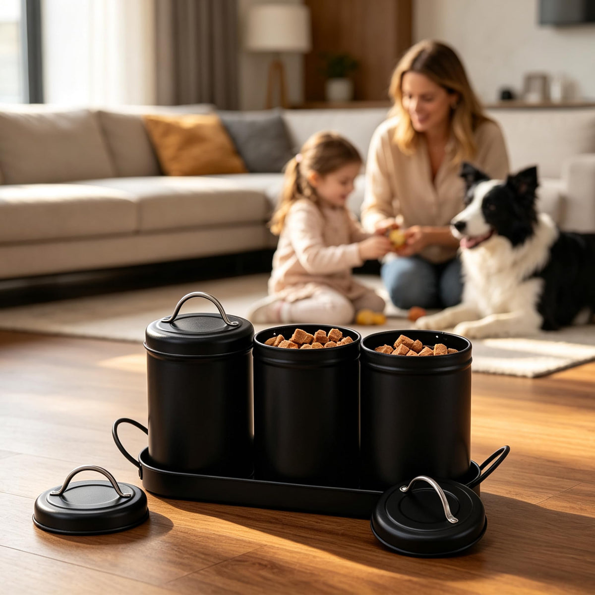 Airtight Dog Treat Container Set with Lid and Tray N997471