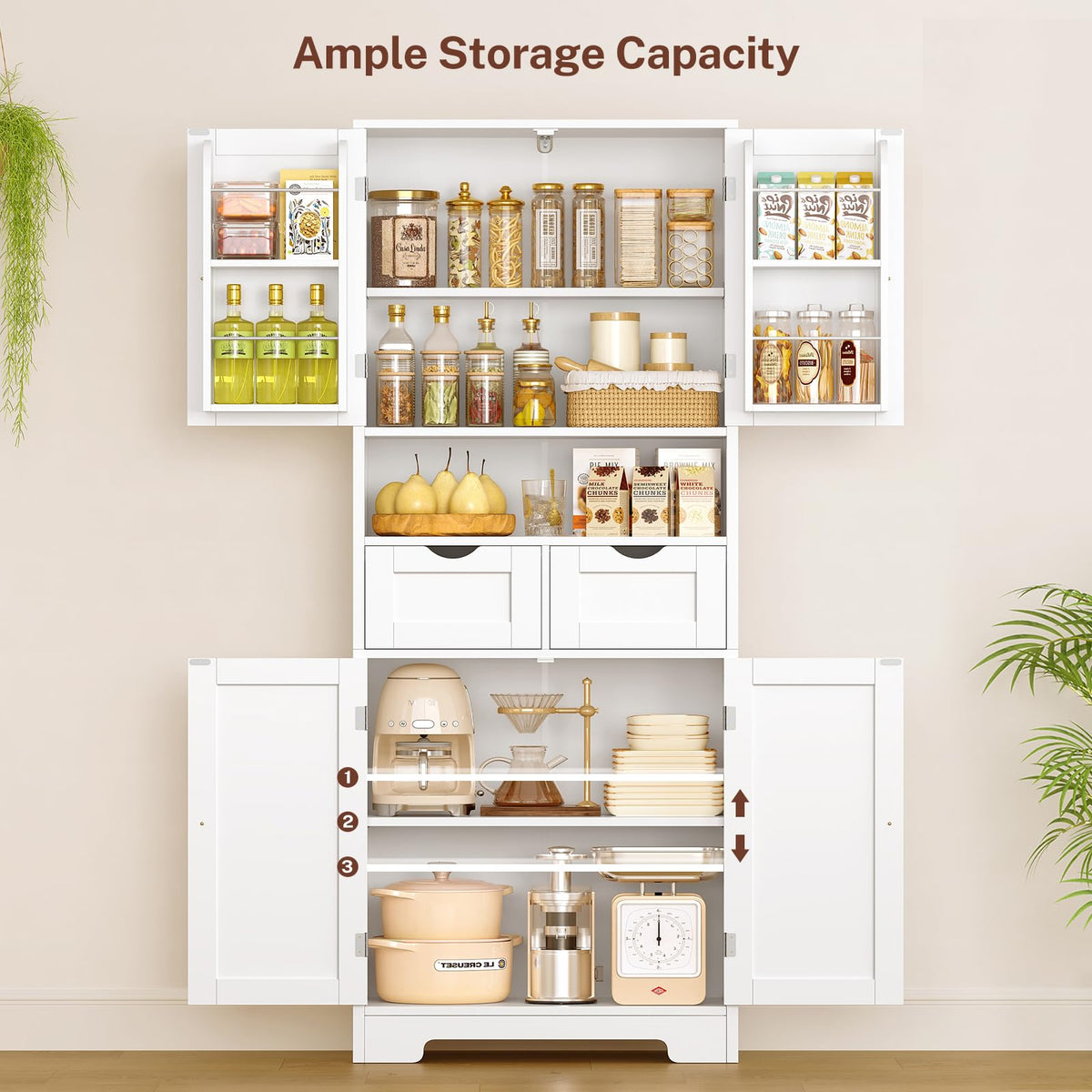 63.4"H Kitchen Pantry Cabinet with 4 Door Shelves C255530