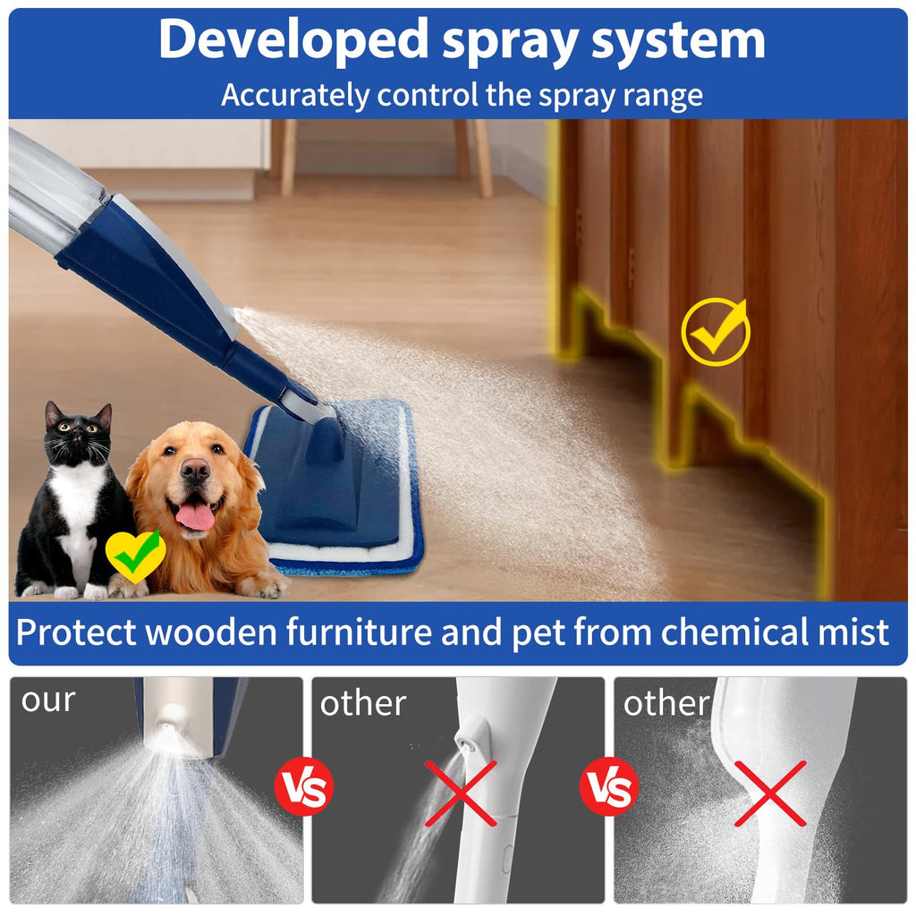 Wet Spray Mop with 14 oz Bottle & 3 Microfiber Pads A7635