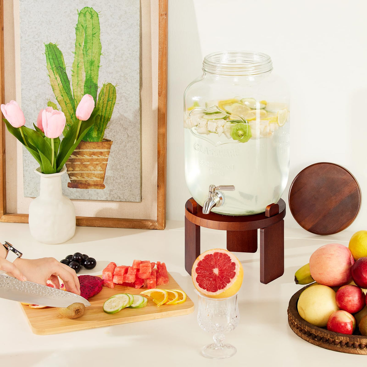 1 Gallon Glass Beverage Dispenser with Stainless Steel Spigot C201