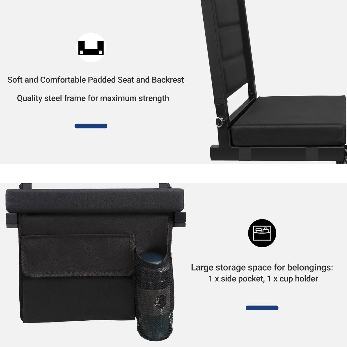 Bleachers Stadium Seat with Back Support and Cushion E3507