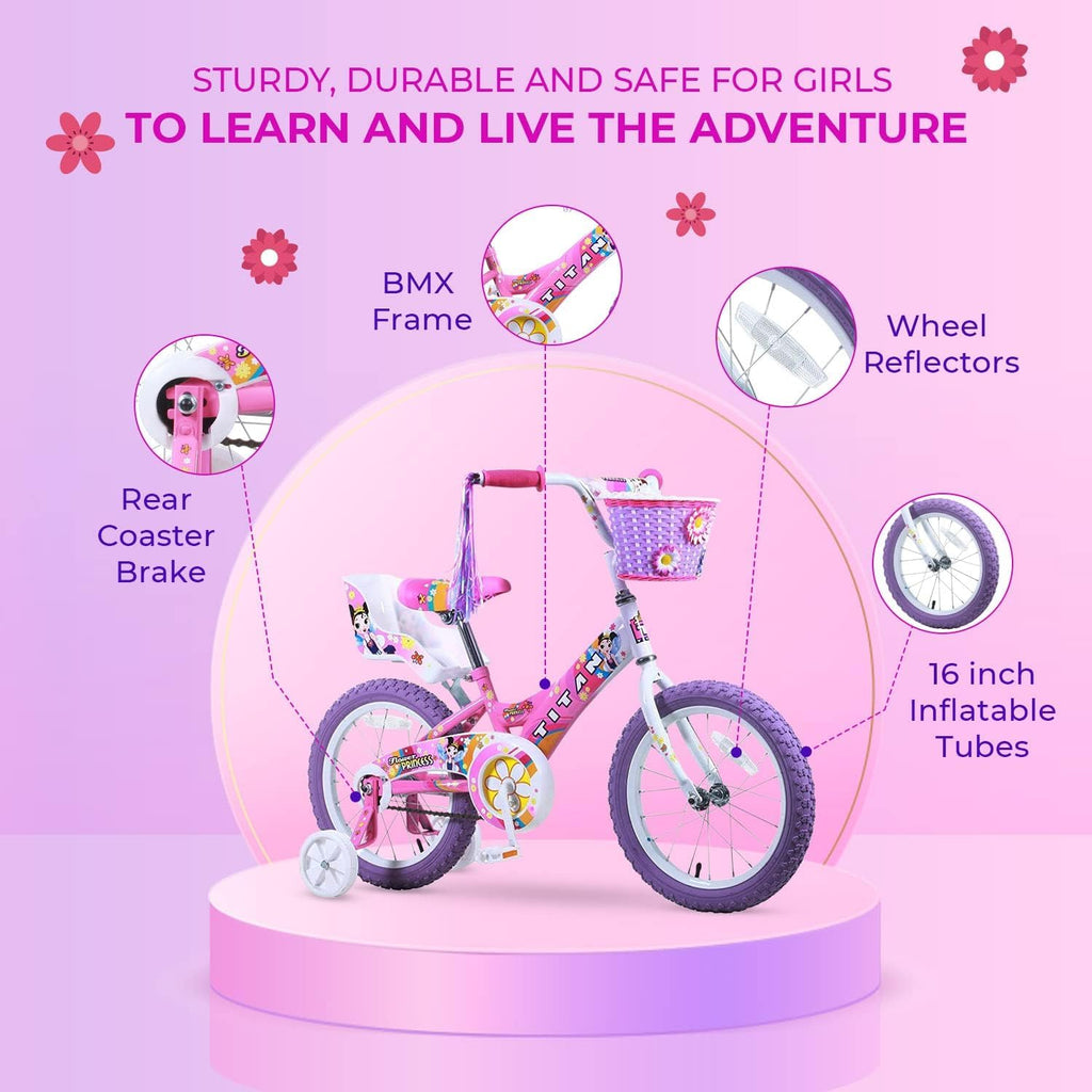 16-Inch Girls BMX Bike with Training Wheels E119