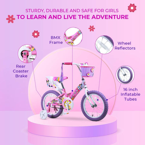 16-Inch Girls BMX Bike with Training Wheels E119
