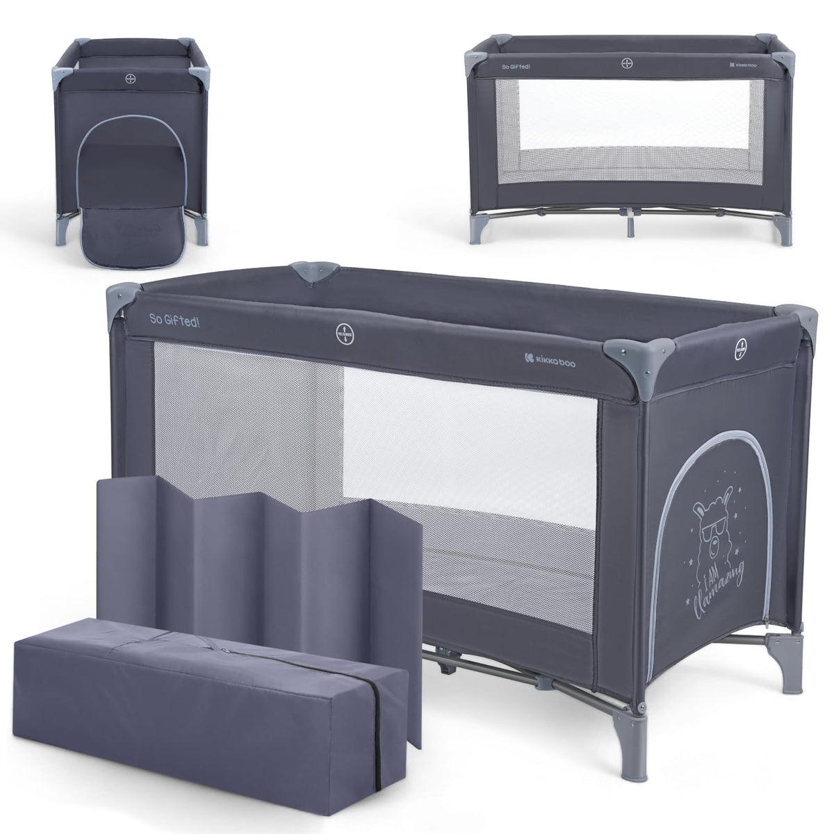 Foldable Lightweight Travel Cot with Carry Bag, Navy Blue I6178