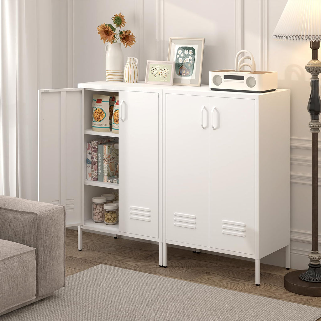 White 2 Door Metal Storage Cabinet with Shelves W181988