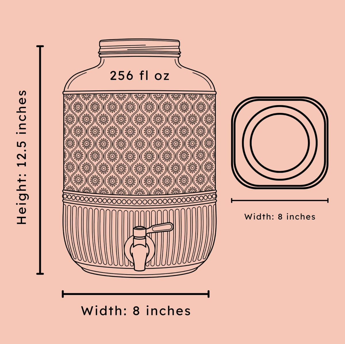 2 Gallon Glass Drink Dispenser V484