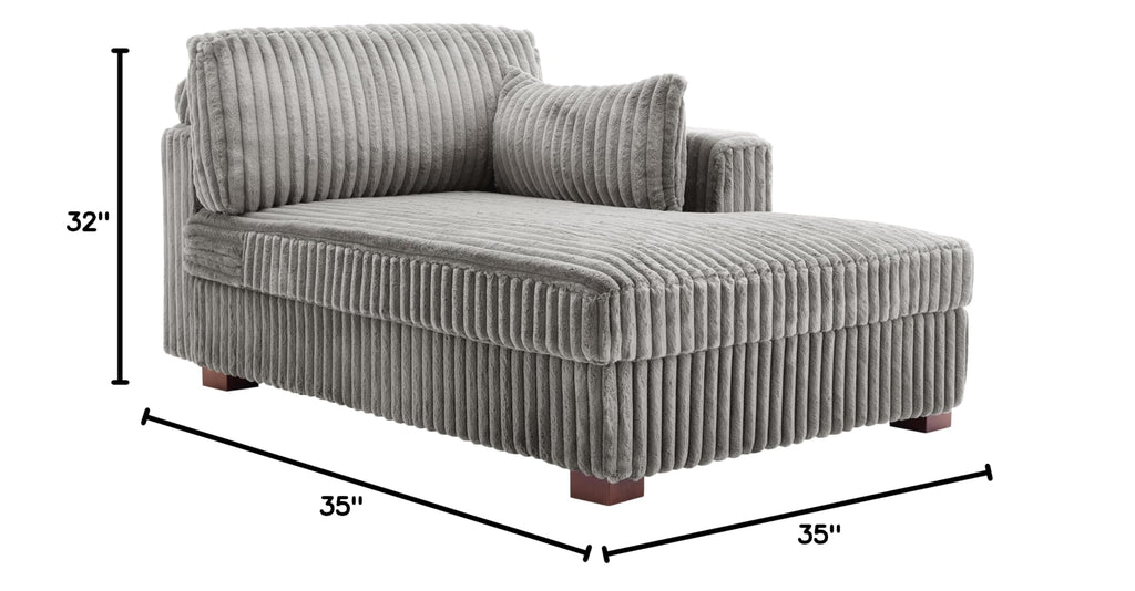 Oversized Faux Fur Upholstered Chaise Lounge Chair with Left Armrest D373460