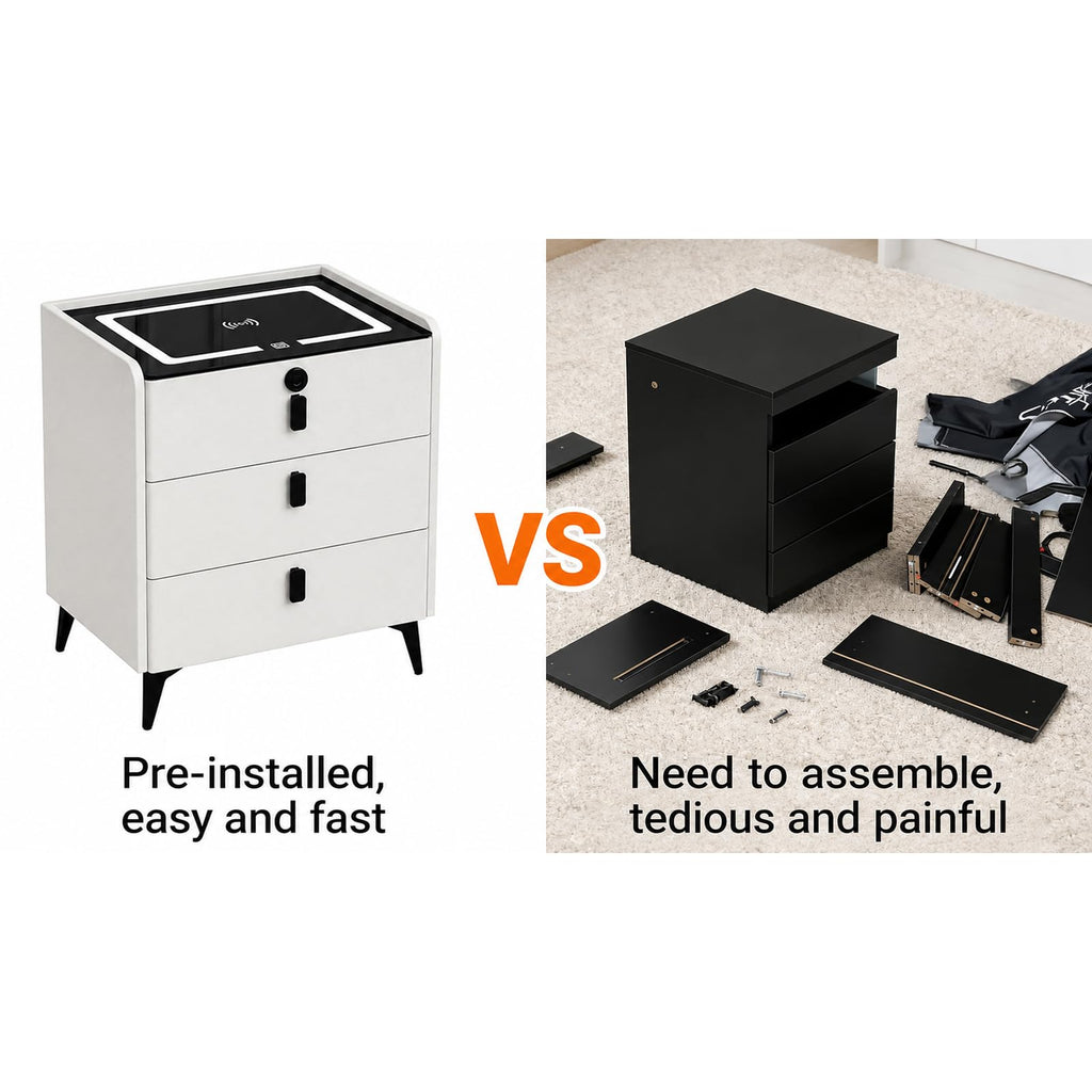 Wireless Charging Nightstand with Fingerprint Lock Z317
