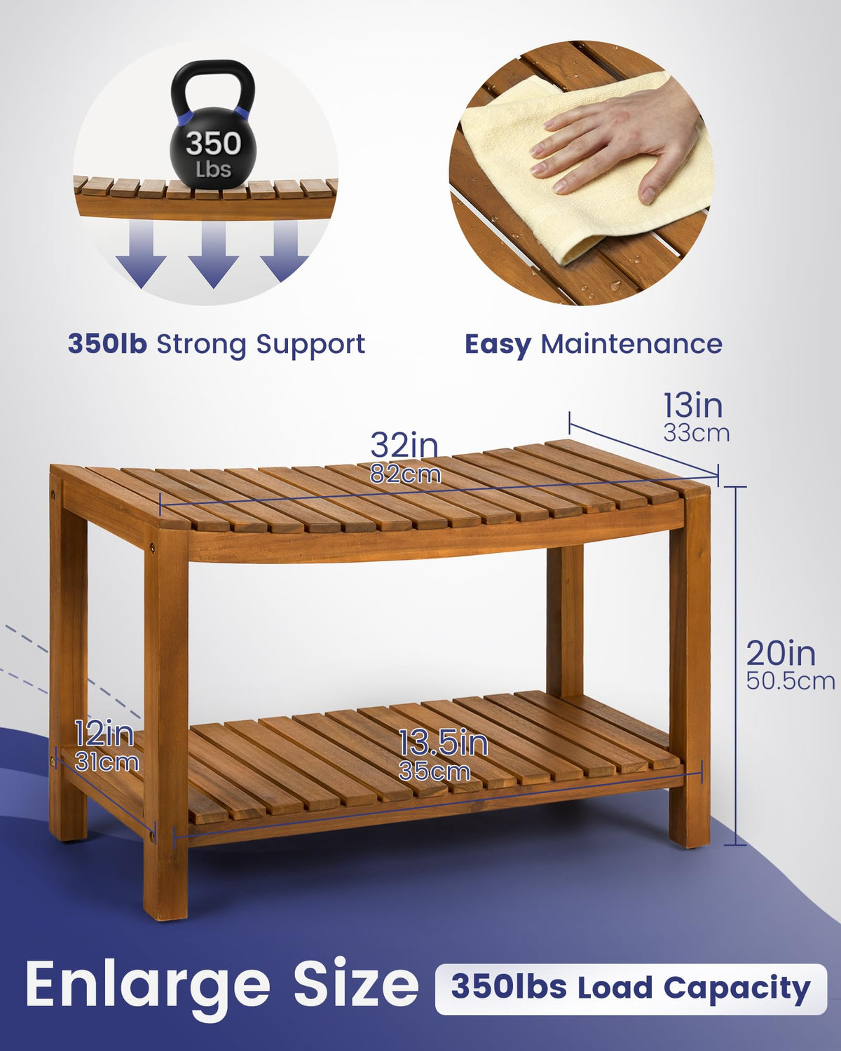 32" Solid Wood Teak Shower Bench K322257