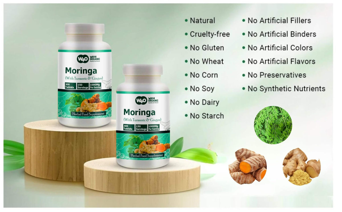 Moringa Tablets with Turmeric and Ginger, 300 Pills, 1000 Mg M7401