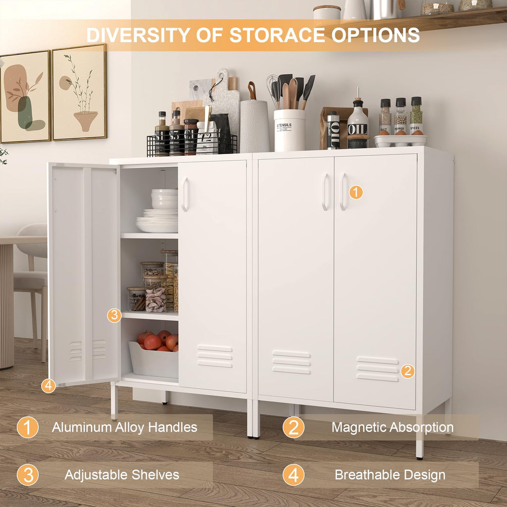 White 2 Door Metal Storage Cabinet with Shelves W181988