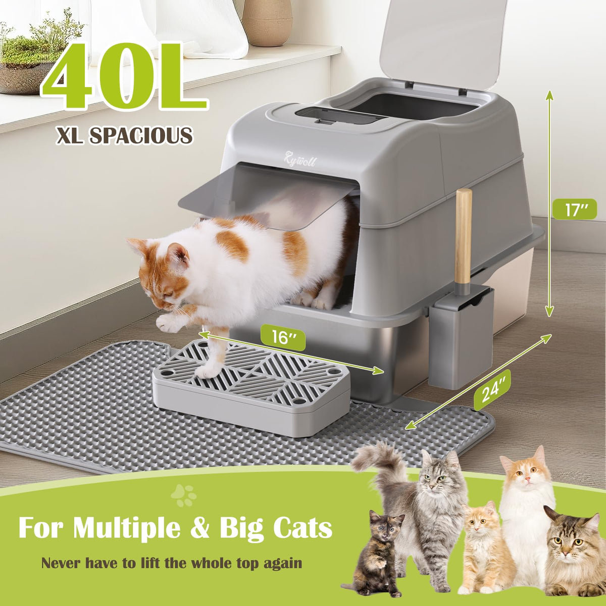 Stainless Steel Litter Box with Lid XL G85055