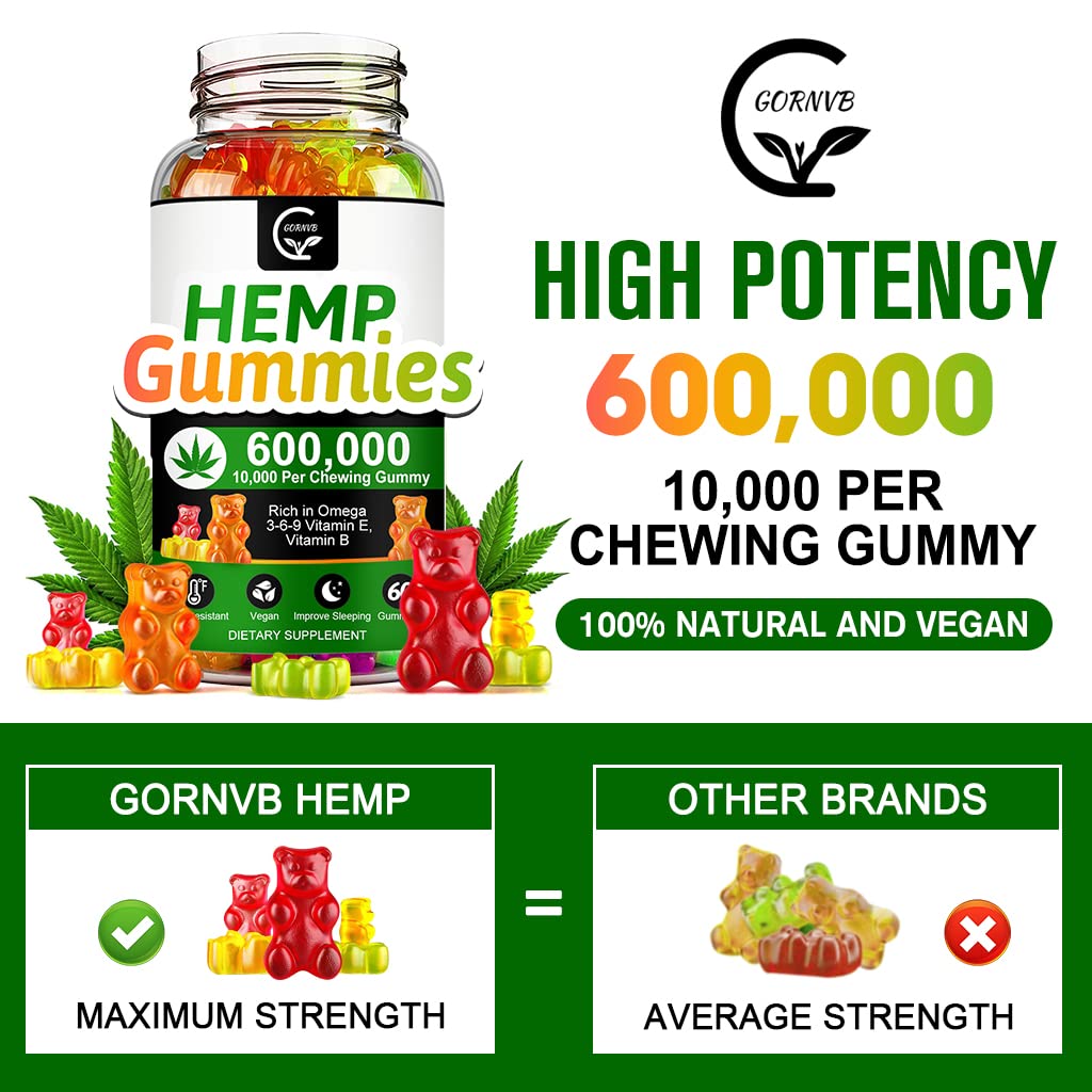 High Potency Hemp Gummies 600,000 Extra Strength Vegan Gluten-Free Q28595