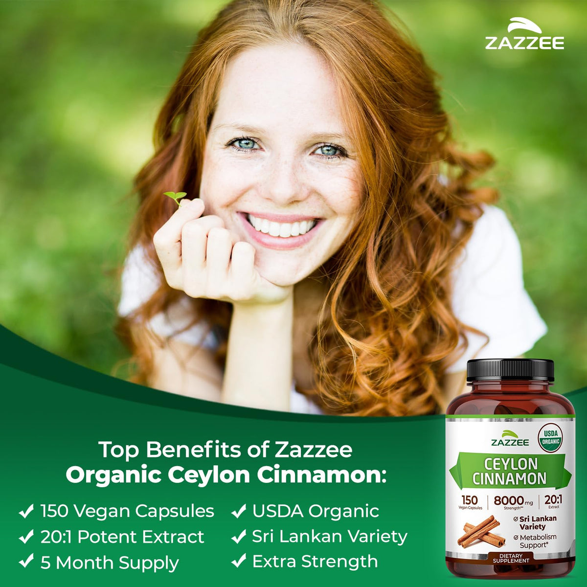 USDA Organic Ceylon Cinnamon 20:1 Extract 150 Capsules C378747