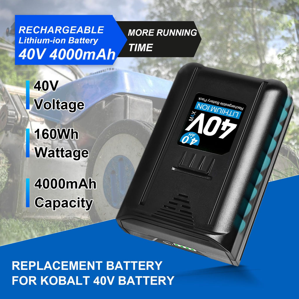 40V 4.0Ah Rechargeable Lithium Ion Replacement Battery V53978
