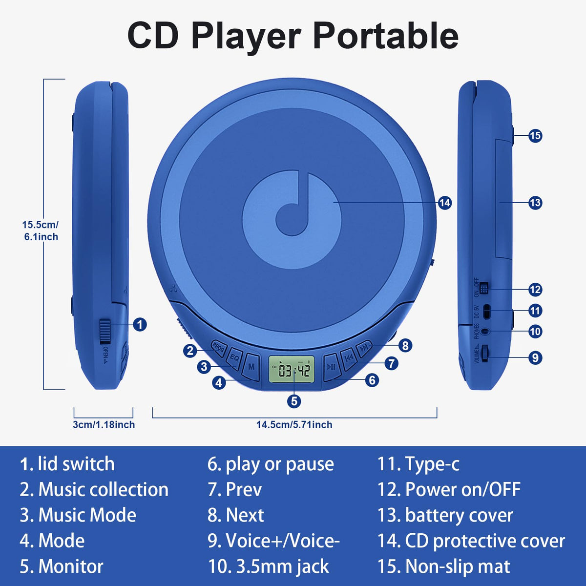 Portable CD Player with Earphones H9406