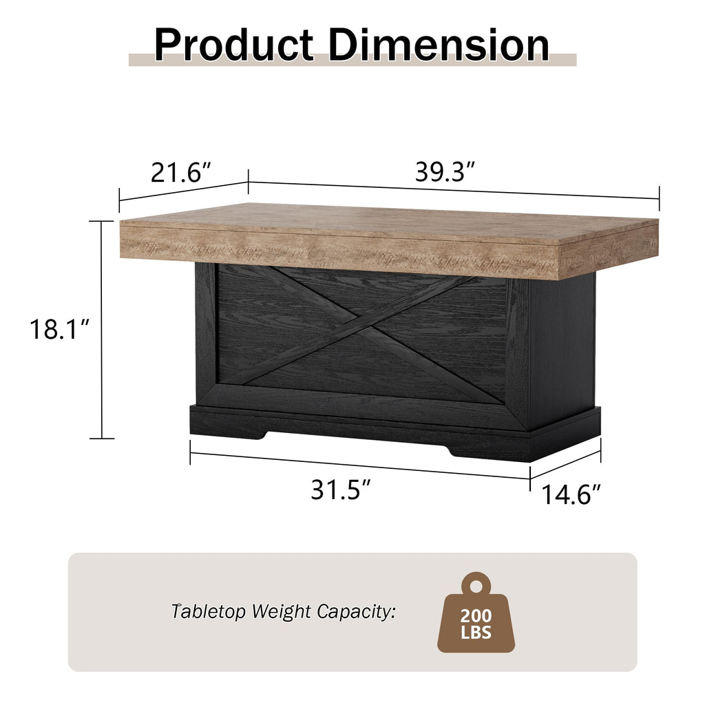 39 in Rustic Coffee Table with X-Design U982