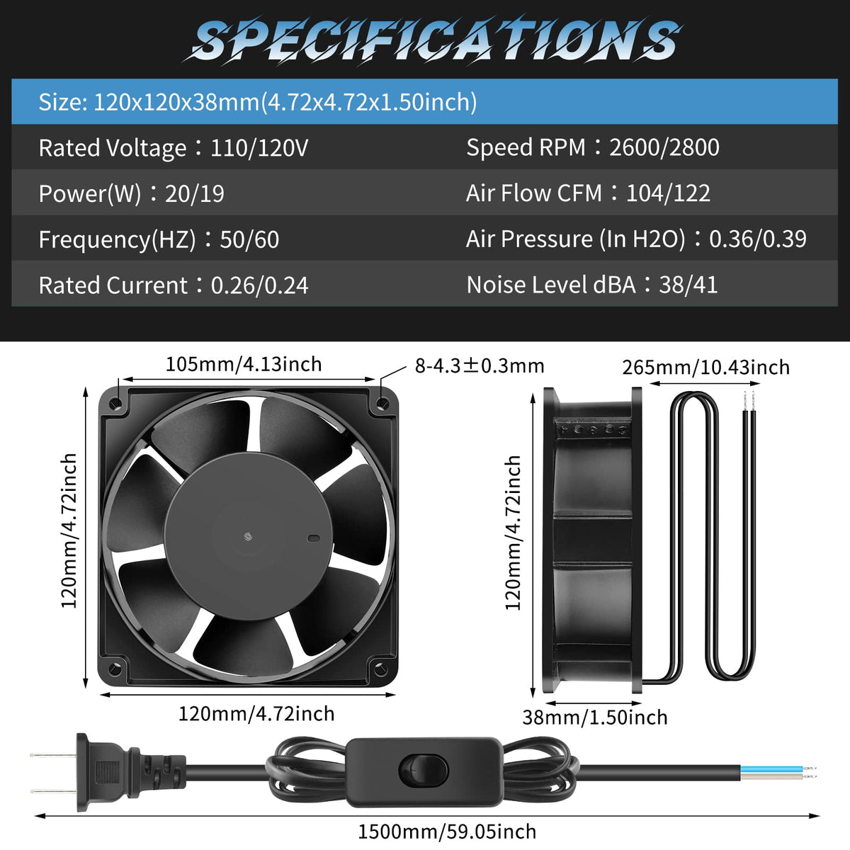110V 120mm AC Axial Cooling Fan D71599