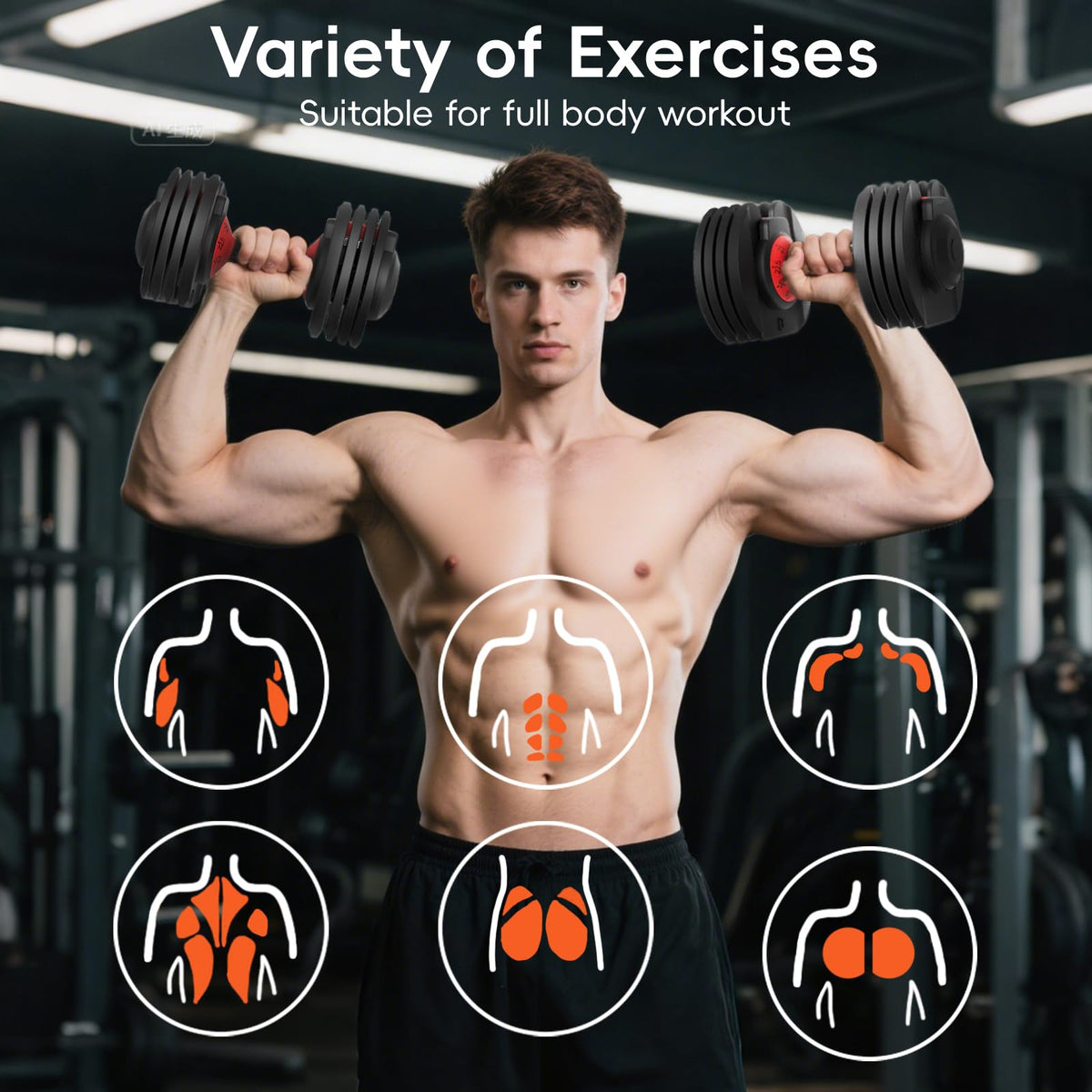 Adjustable Dumbbell Set of 2 with Anti-Slip Handle W526
