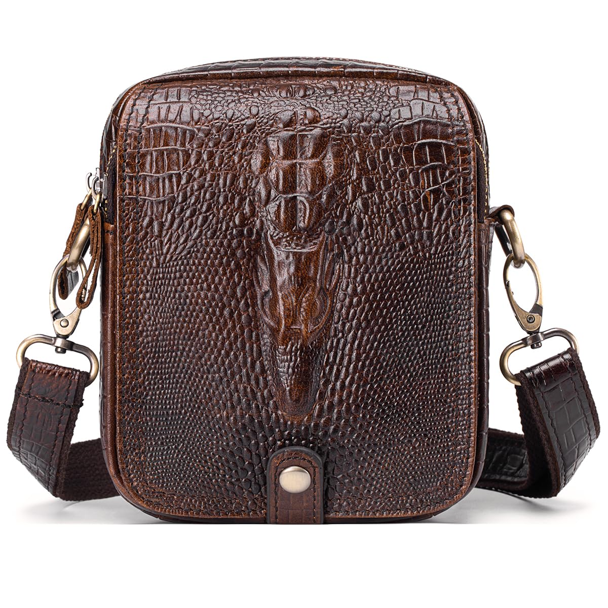 Small Crocodile Embossed Genuine Leather Crossbody Bag E198343