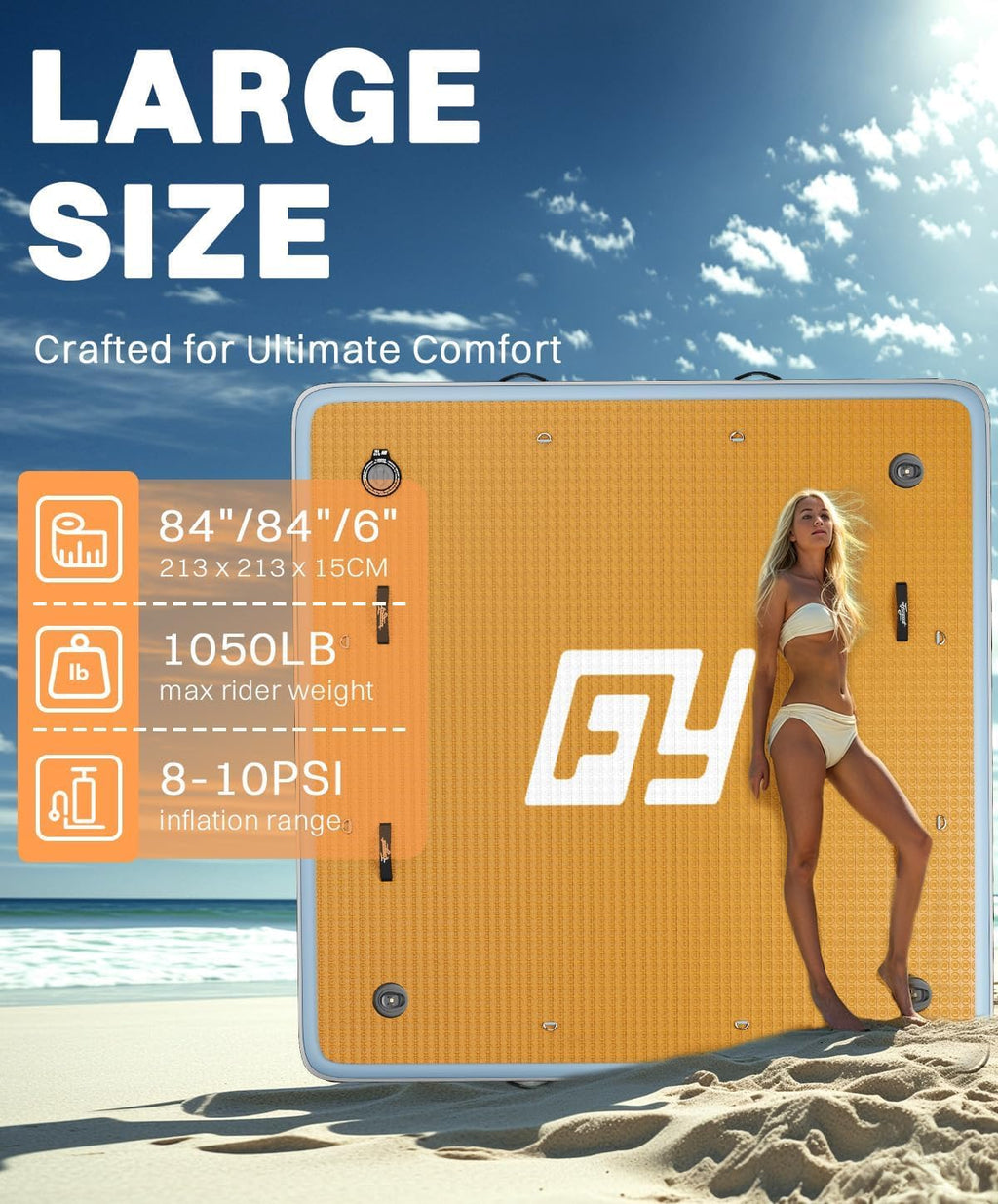 7×7' Inflatable Floating Dock with Ladder I93995