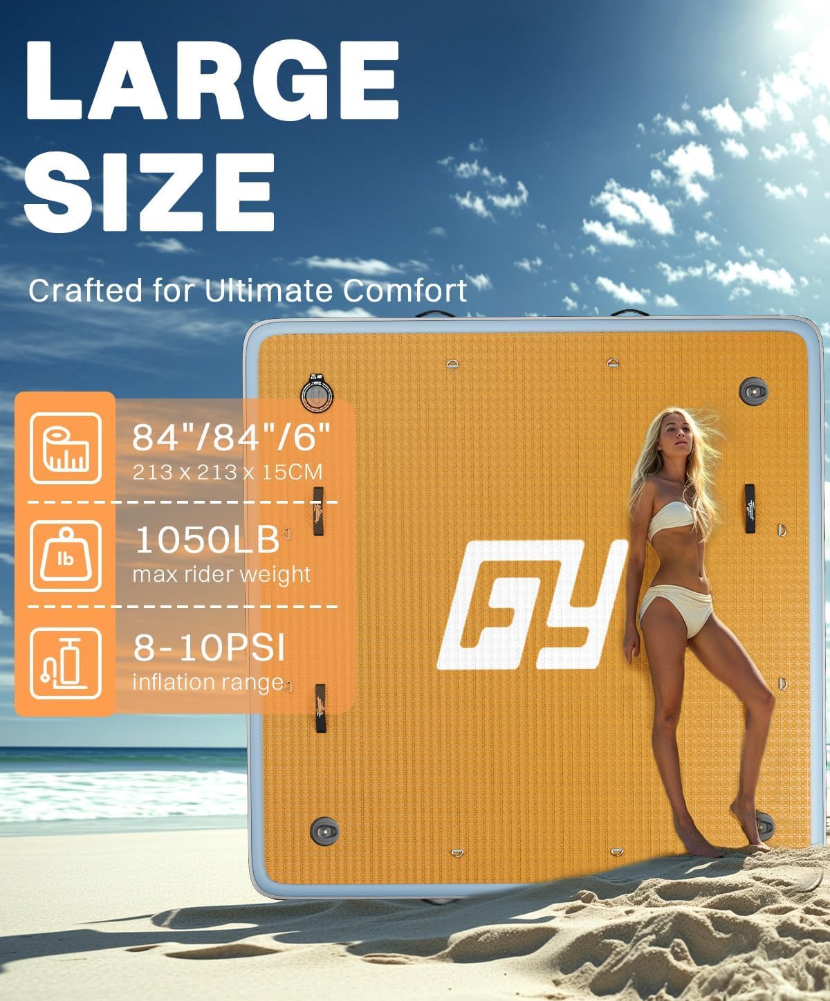 7×7' Inflatable Floating Dock with Ladder I93995