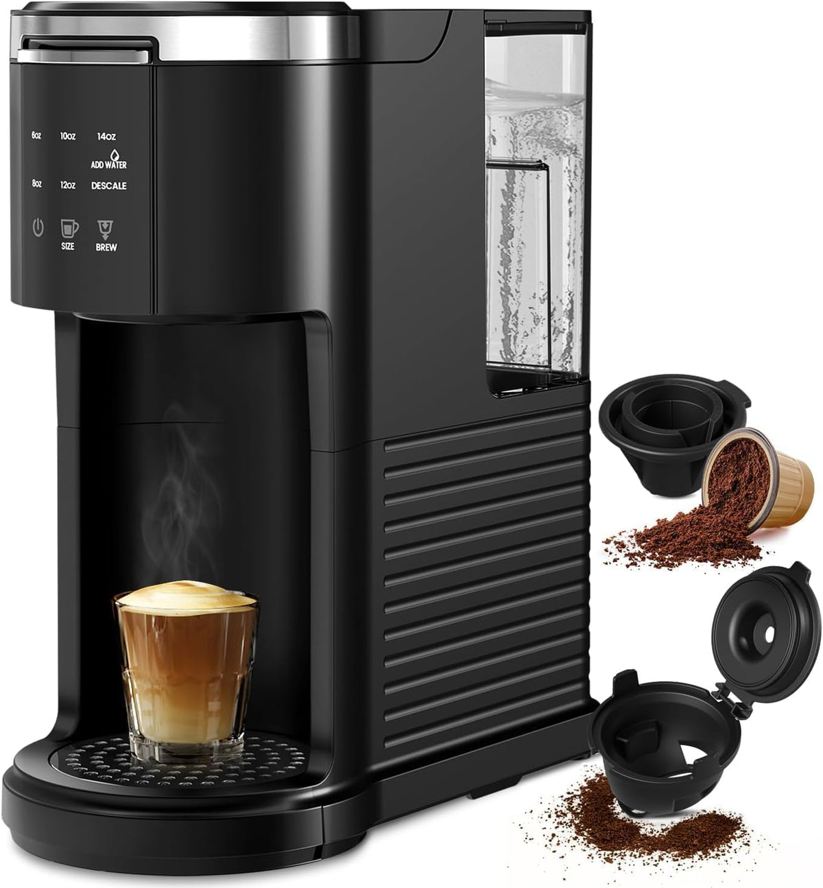 Single Serve Coffee Maker, 2 in 1 for K-Cup & Ground Coffee, Black J10314