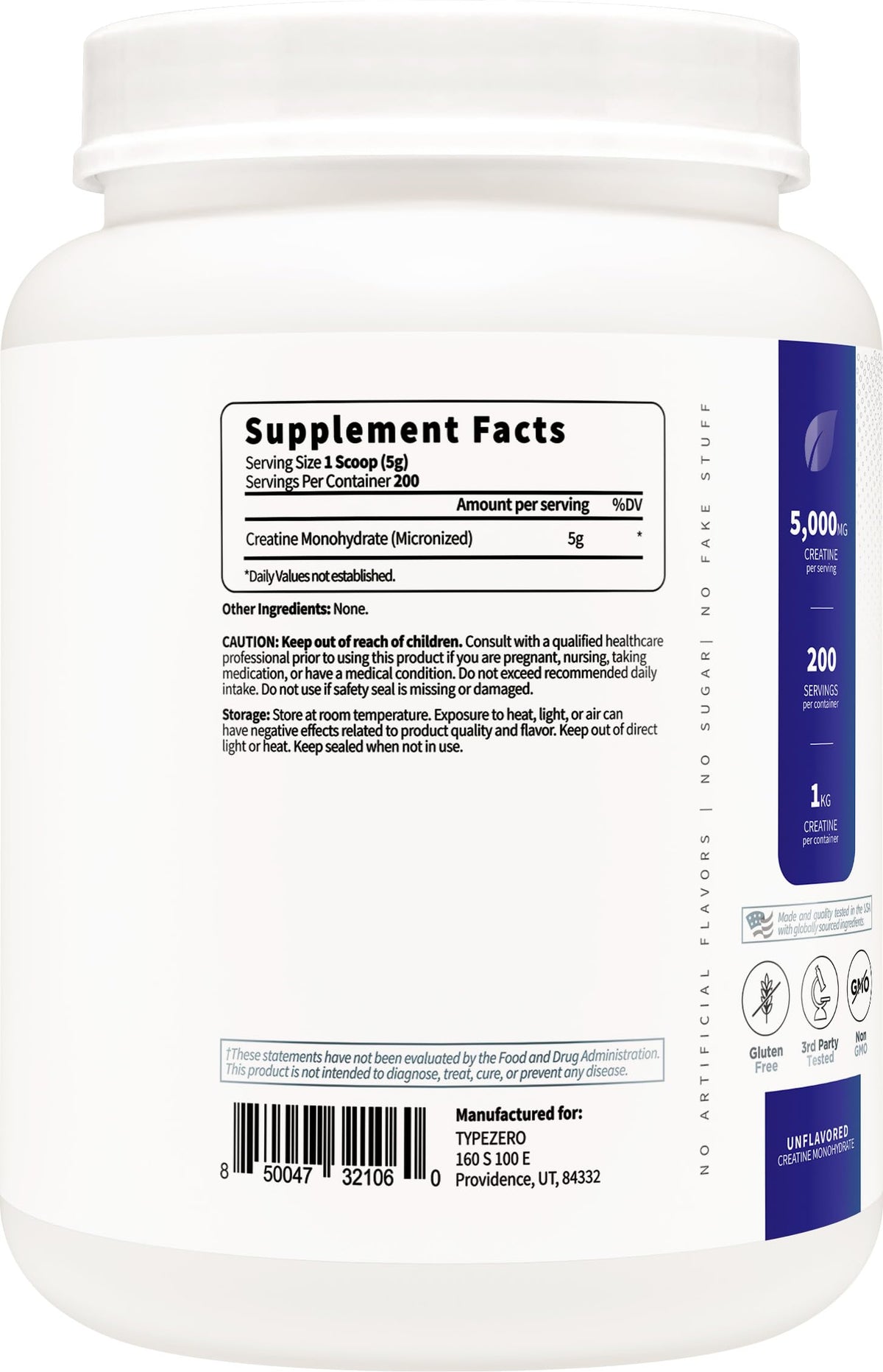 Unflavored Micronized Creatine Monohydrate 1 KG G3587