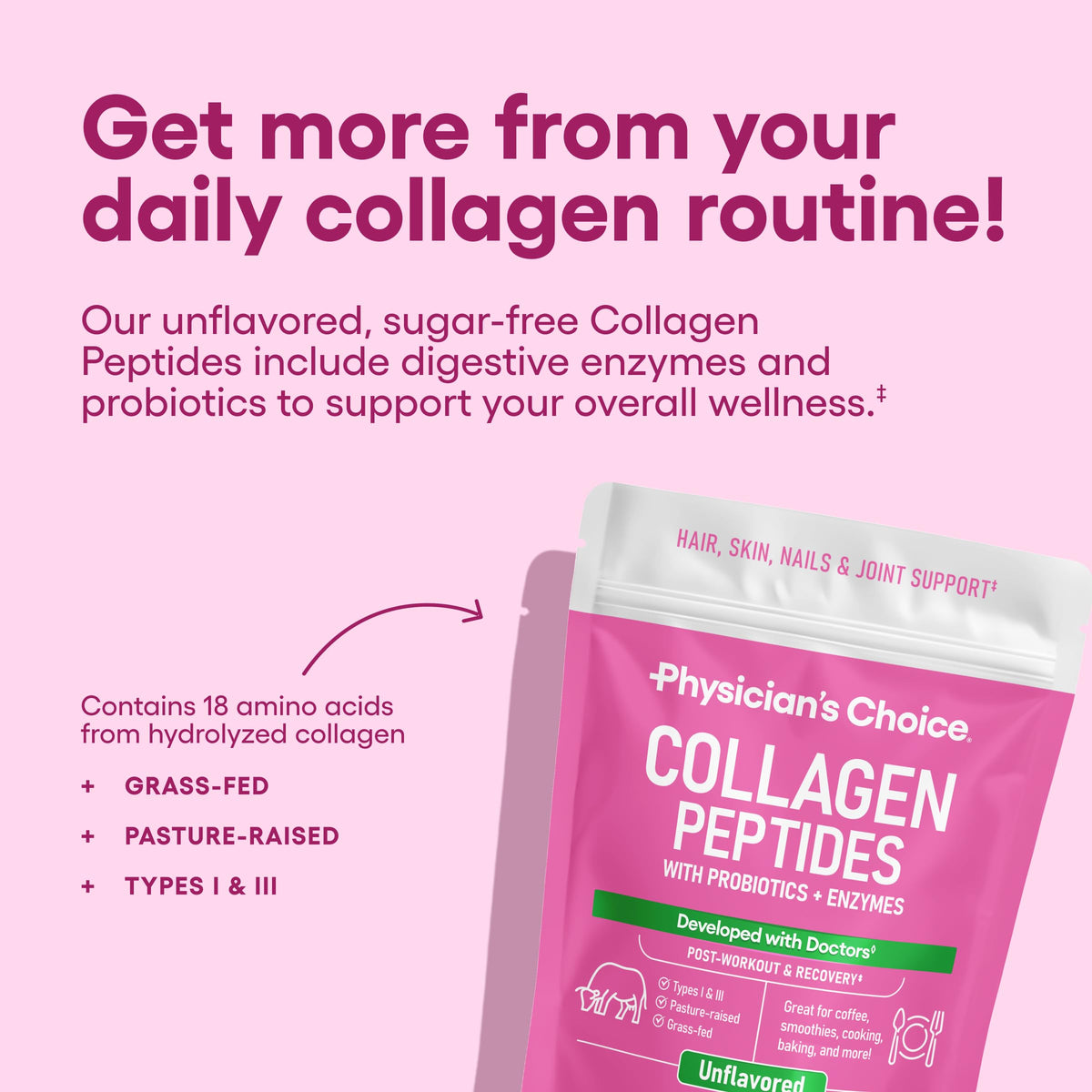 Collagen Peptides Protein Powder Grass Fed 35 Servings C417639