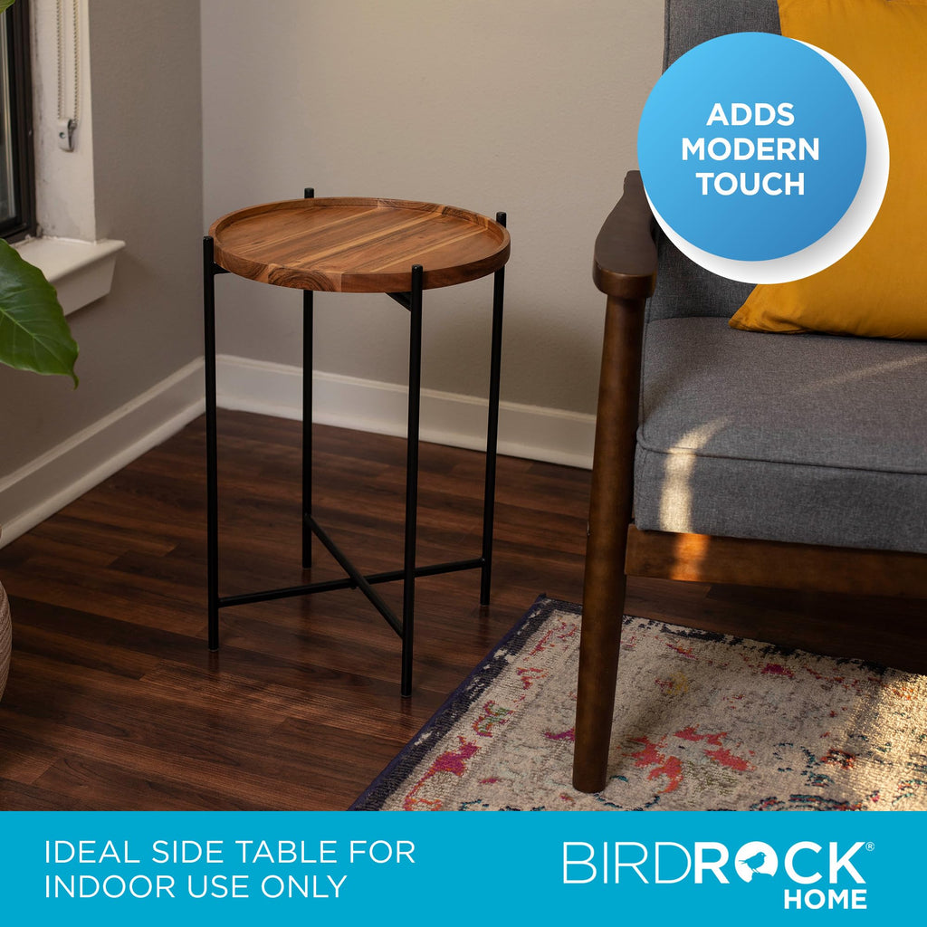 Folding Side Table with Removable Wood Tray Top J897446