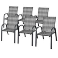 Stackable PE Wicker Patio Arm Chairs Set of 6 C627