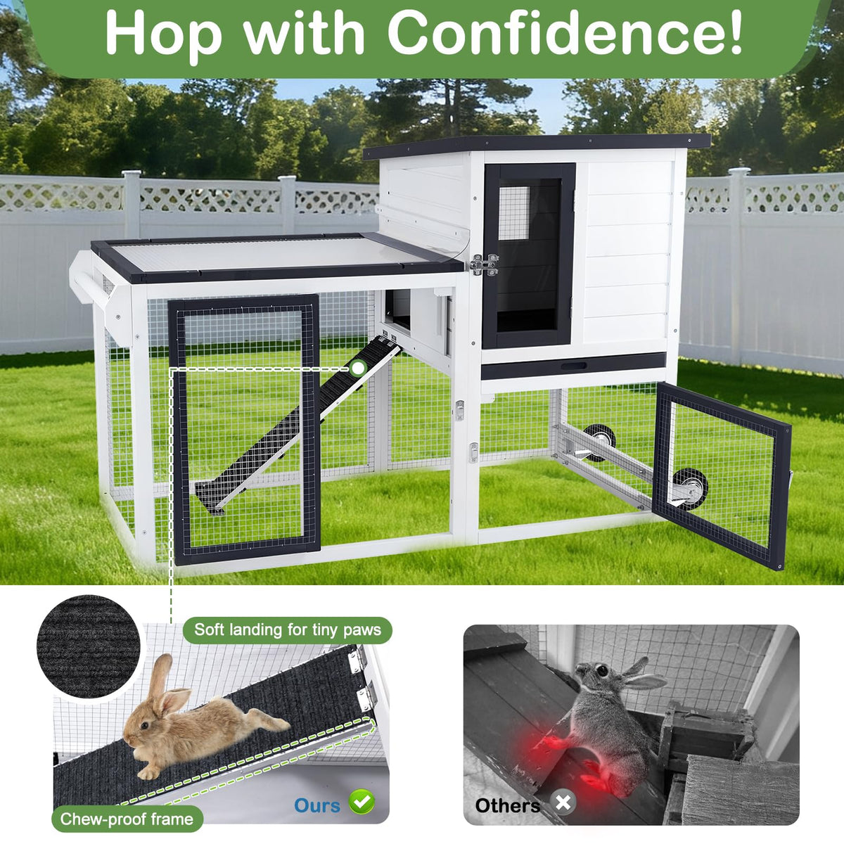 2-Story Rabbit Hutch with Pull-Out Tray & Wheels Q2743