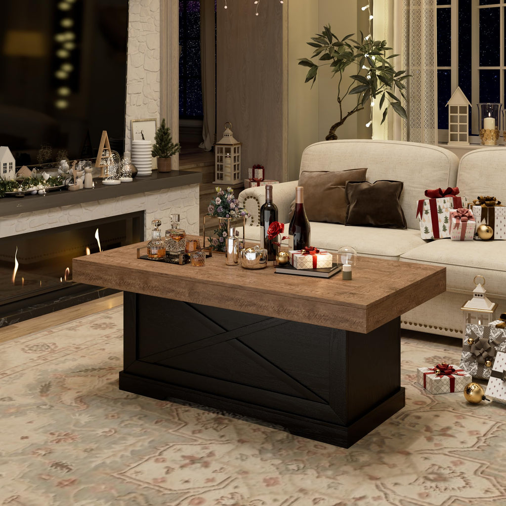 39 in Rustic Coffee Table with X-Design U982